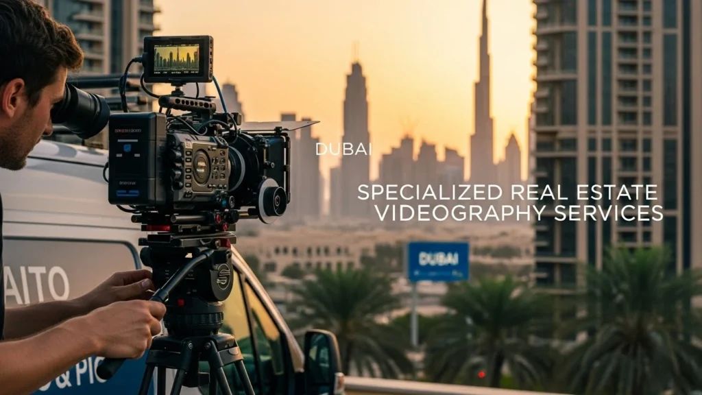 A man recording a video, highlighting specialized real estate video photography services in Dubai.